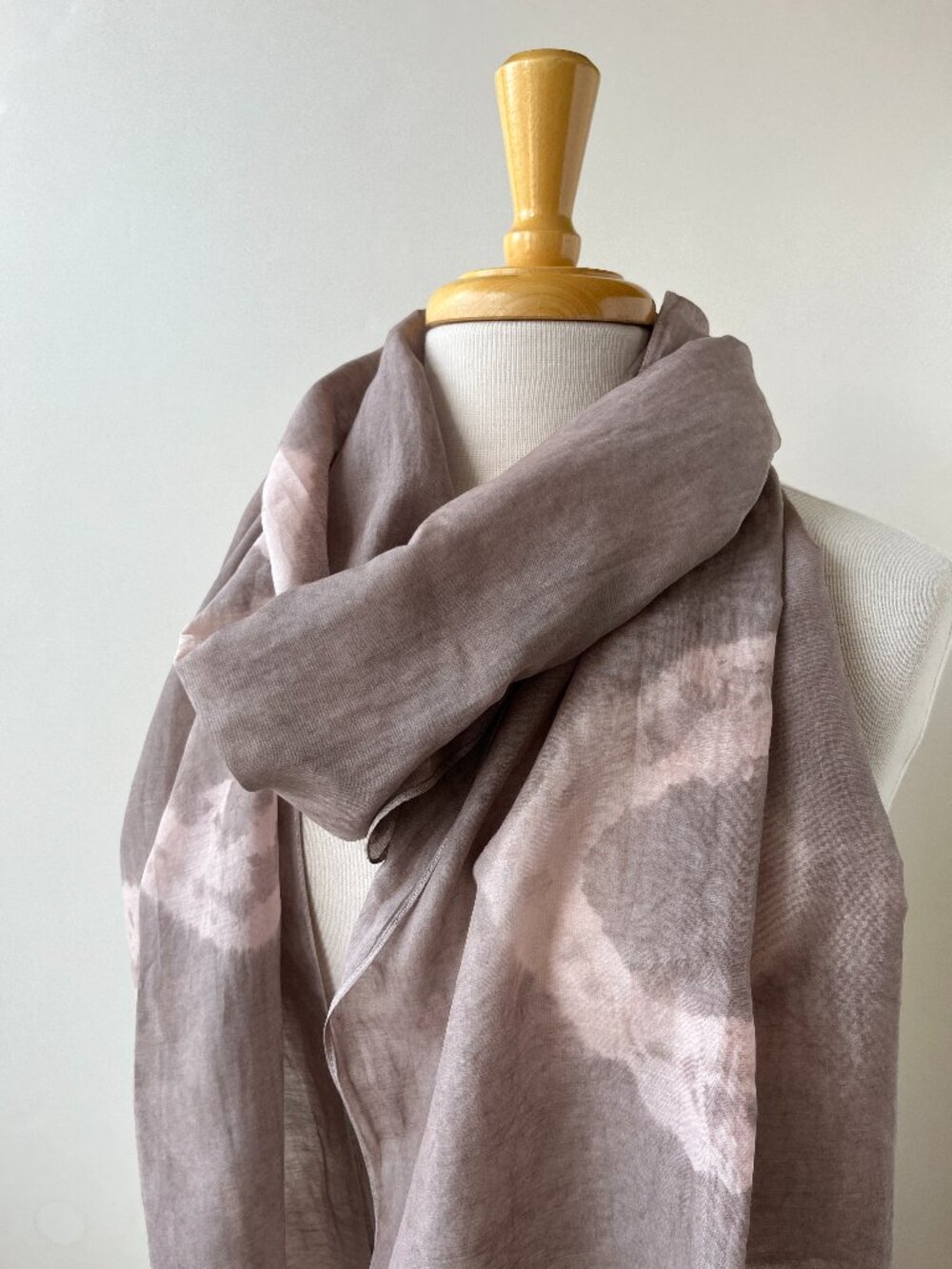 Silk and Cotton Blend Scarf / Wrap, Hand Dyed with Natural Dyes, Neutral Colors